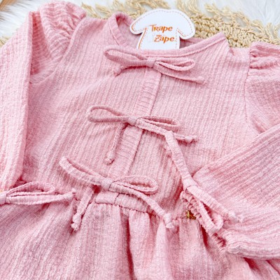  Conj. Batinha Manga Longa Anarruga Três Laços e Calça Floral - Rose